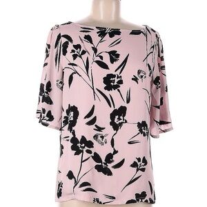 DKNY Pink and Black Floral Blouse